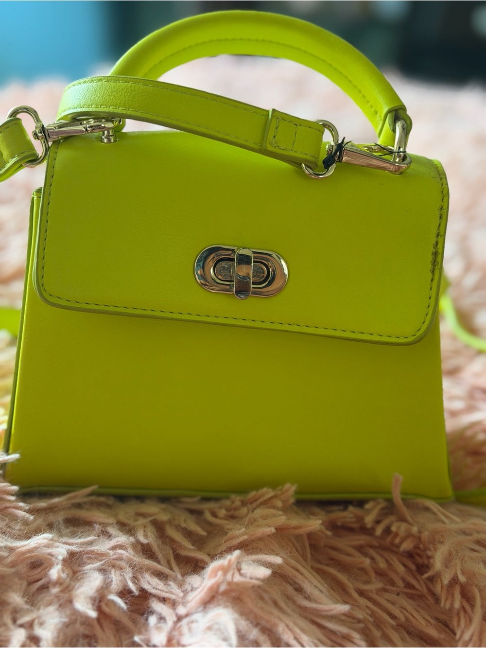 Neon Lime Crossbody Top-Handle Bag